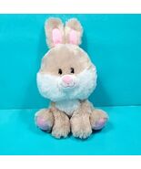 Easter Bunny Stuffed Animal Brown White Pink Ears 10&quot; Plush Spring Fluffy - $278.05 MXN