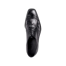 Men Belvedere Black Shoes Onesto 2 Genuine Ostrich Crocodile Leather Lace 1419 image 2
