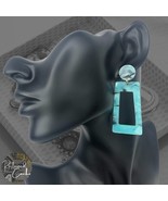 Womens Blue Acrylic Large Trapezoid Drop Dangle Statement Retro Fashion ... - $16.47 CAD