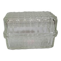 Clear Glass Square Pattern Refrigerator Storage Dish Jar  - $11.64