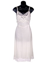 SeamPrufe  Vintage Full Slip White Acetate Nylon 1940s Beautiful Lace Si... - £114.41 GBP