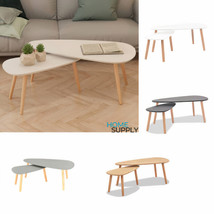 Modern Set Of 2 Wooden Pinewood Coffee Sofa Side Nesting Table Set Table... - £83.19 GBP+
