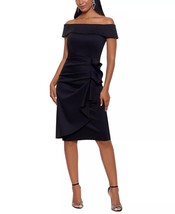 XSCAPE Off-The-Shoulder Ruched Bodycon Dress Black Size 10 $209 - £77.43 GBP