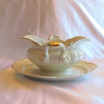 Hutschenreuther Cream with Gold Gravy Boat with Attached Under Plate # 2... - £19.62 GBP