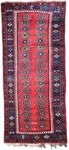 Handmade antique Persian Gashkai rug 3.9&#39; x 8.9&#39; (120cm x 273cm) 1900s - $5,200.00