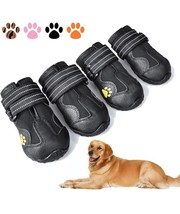 Dog Boots Waterproof Dog Shoes Anti-Slip Rubber Sole (Black,Size 2) 4-ct.ze - £9.23 GBP