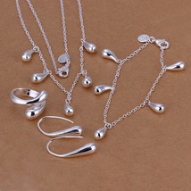 wedding Women jewelry classic 925 silver drop Silver color necklace bracelets ea - £18.56 GBP