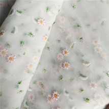 Embroidery Floral Tulle Mesh Fabric 57&quot; Width 1Y DIY Background Decor Curtain - £9.58 GBP