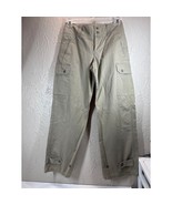 Vintage Ralph Lauren Womens Wide Leg Skater Pant Beige Adjustable Hem Si... - $39.95