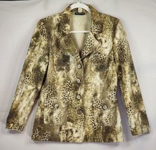 Vintage Joseph Ribkoff Blazer Women Size 8 Gold Leopard Print Long Sleev... - $34.64