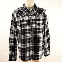 Jack&#39;s Girlfriend Womens Western Flannel Plaid Shirt M Roll Cuff Snap Front EUC - £33.53 GBP