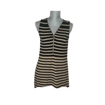 Cable &amp; Gauge Women&#39;s Black Tan Striped Sleeveless Top Blouse Zipper Siz... - €8,54 EUR