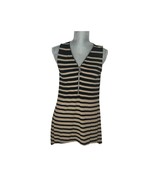 Cable &amp; Gauge Women&#39;s Black Tan Striped Sleeveless Top Blouse Zipper Siz... - $13.54 CAD