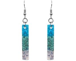 Long Rectangle Crushed Chip Stone Inlay Acrylic Striped Dangle Earrings ... - $17.81