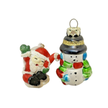 Vintage Miniature Christmas Ornaments Santa 1.5&quot; and Snowman 2&quot; Lot of 2 - £7.38 GBP