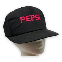 Vintage Pepsi Hat Cap 80s Black Nylon K Products Snapback Logo USA - £19.71 GBP