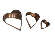 Vintage Michael Bonne 3-piece Heart-Shaped Copper Cookie Cutters w Handles 80&#39;s - £62.87 GBP