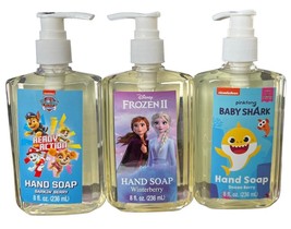 3Pack Hand Soap for Kids Frozen 2, Paw Petrol &amp; Baby Shark 8oz each Berry Flavor - £12.65 GBP