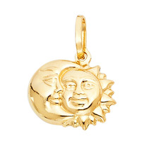14k Yellow Gold Plated Silver Sun Moon Crescent Pendant For Her Gifts - £117.55 GBP