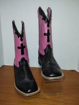 Old West Womens Cowboy Boots Black Pink with Cross Detail Size 6 Style BSY 1808 - $25.23