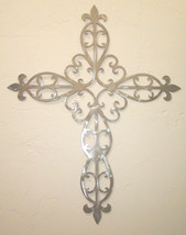 Ornate Metal Scrolled Cross Wall Art Decor Religious Spirituality Christian 27&quot; - £44.03 GBP