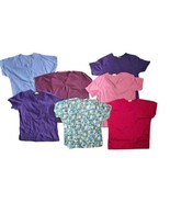 Lot of 7 size Medium Nursing Scrub Tops Multi Colors Uniform Basics - $14.25