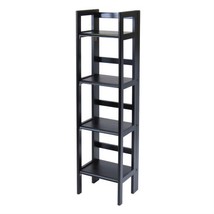 Black 4-Tier Shelf Folding Shelving Unit Bookcase Storage Shelves Tower - £124.77 GBP