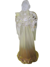 Plastic Acrylic Angel Statue W/Wings 10&quot;T Clear Figurine Gold Flake Glitter - $11.88