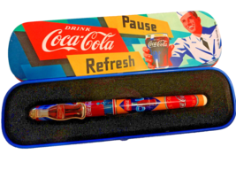 Coca Cola 1996 Ball Point Pen with Advertisemet Tin Pen Case - £7.56 GBP