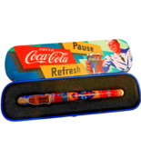 Coca Cola 1996 Ball Point Pen with Advertisemet Tin Pen Case - $185.88 MXN