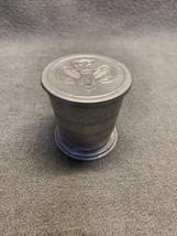 Vintage Girl Scouts Collapsible Aluminum Camping Cup W/ Lid Pocket Sized LG  - £11.68 GBP