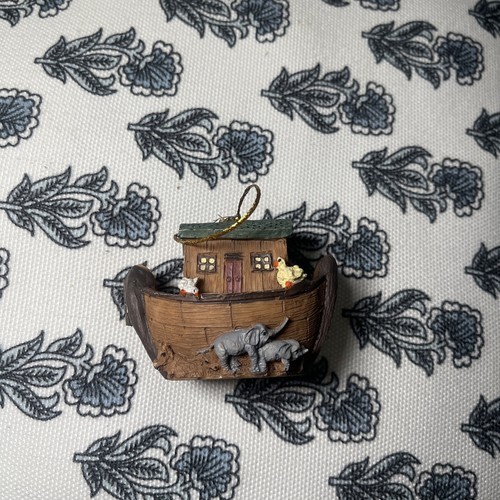Noah&#39;s Ark Figurine Ornament 3D hinged Animals Inside Collectible - $14.00
