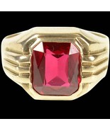Certified Ruby Gemstone Ring/Gold Plated Sterling Silver Handmade Ring/V... - £39.31 GBP