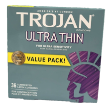 Trojan Ultra Thin Lubricated Latex Condoms 36 Count Exp 2026 - $17.32