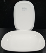 2 Corning Ware White Coupe Sidekick Set Serving Tray Dishes Oval Snack P... - £23.51 GBP