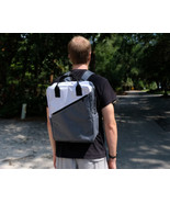 Recycled Backpack Unisex Gray Upcycled Backpack Ecofriendly Urban Style - £54.54 GBP