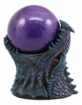 Giant Serpentine Bahamut Fire Dragon With Purple Sand Storm Ball Figurine Decor - £30.66 GBP