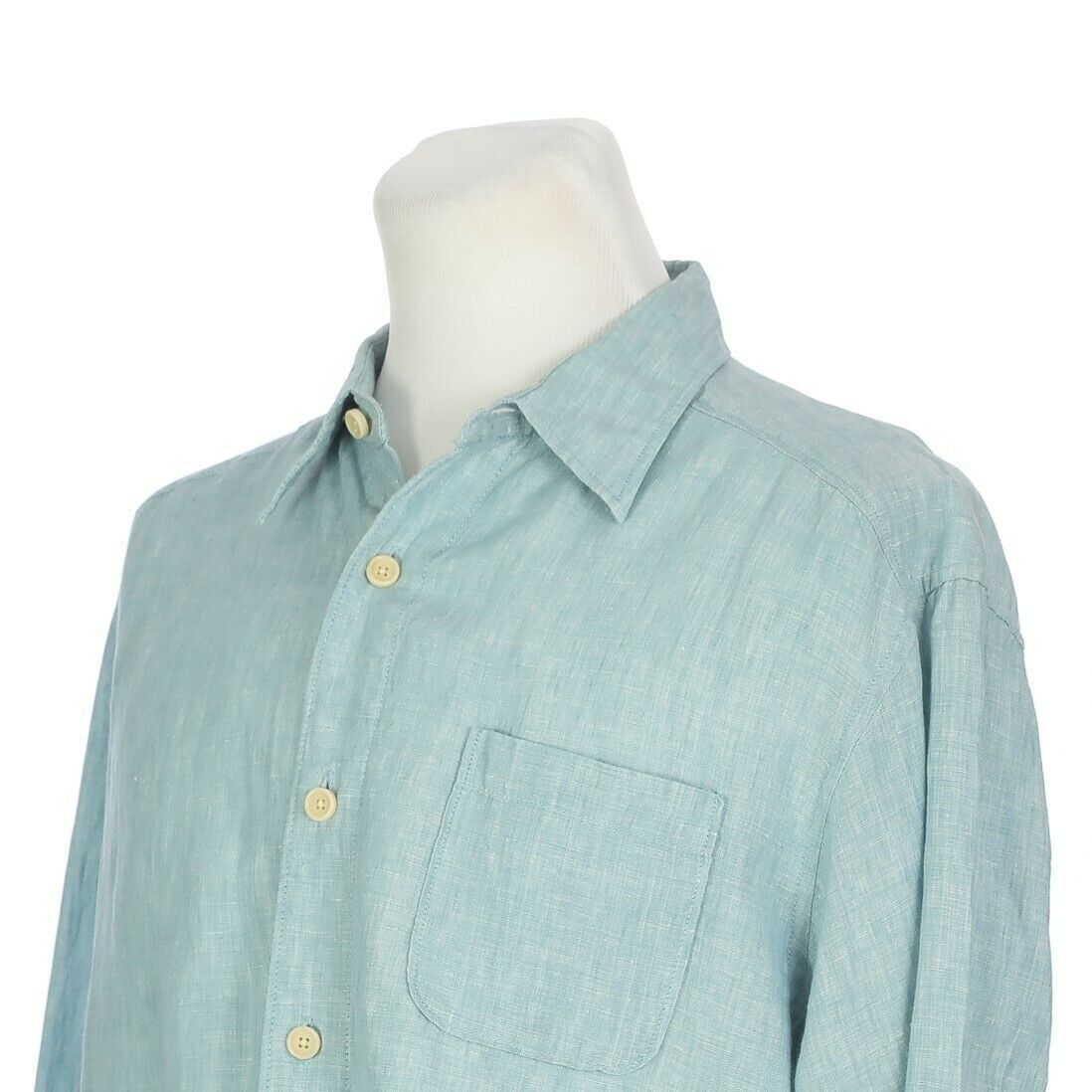 Tommy Bahama Relax Blue Linen Long Sleeve Casual Button Front Shirt Mens Medium - £35.26 GBP