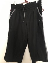 Nike Women&#39;s Black Capri Pants Pockets Drawstring Activewear Size Large - £32.23 GBP