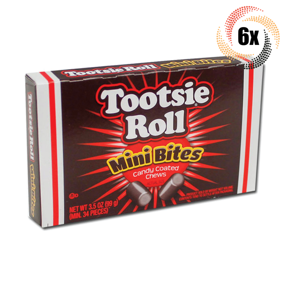 Primary image for 6x Packs Tootsie Roll Mini Bites Candy Coated Chocolate Flavored Chews | 3.5oz