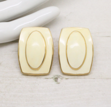 Stylish Vintage Signed MONET Gold Square Enamel Clip On EARRINGS Jewellery - £17.23 GBP