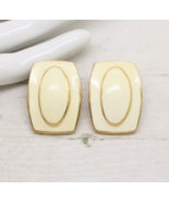 Stylish Vintage Signed MONET Gold Square Enamel Clip On EARRINGS Jewellery - £17.45 GBP