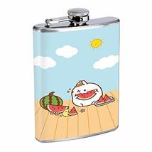 Summer Picnic Hip Flask Stainless Steel 8 Oz Silver Drinking Whiskey Spirits Em1 - £7.95 GBP