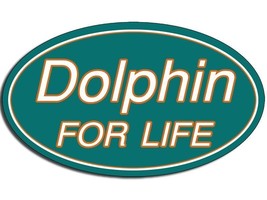 5&quot; Dolphin For Life Miami Florida Football Helmet Bumper Sticker Decal Usa Made - £13.28 GBP