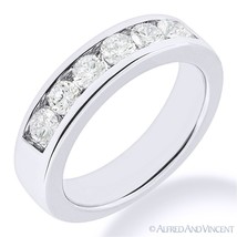 Round Cut Forever ONE D-E-F Moissanite 14k White Gold 7-Stone Band Wedding Ring - £593.94 GBP+