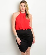 Sexy Red Black Short Party Cruise Cocktail Plus Size Dress XL, 2XL or 3XL - $29.99