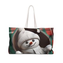 Personalised/Non-Personalised Weekender Bag, Cute Snowman, Christmas, Tartan, La - £39.29 GBP