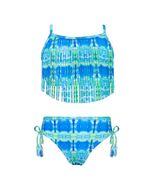 SHEKINI Girls Tie Side Sports Tassel Bikini Set Printed Blue Green Size ... - $178.97 MXN