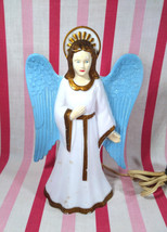 1950&#39;s Vintage GEM Lighted Christmas Angel Plastic Tree Topper Blue Winged Angel - $68.00