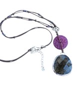 SILPADA Necklace N2229 .925 Sterling Silver Raspberry Quartzite Silk Cord - €46,52 EUR